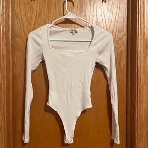 Fashion Nova Ivory Ribbed Bodysuit